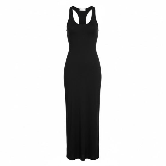 Calvin Klein Dresses & Skirts - Calvin Klein Solid Black‎ Jersey Racerback Tank Maxi Dress Size 4 Knotted Twist